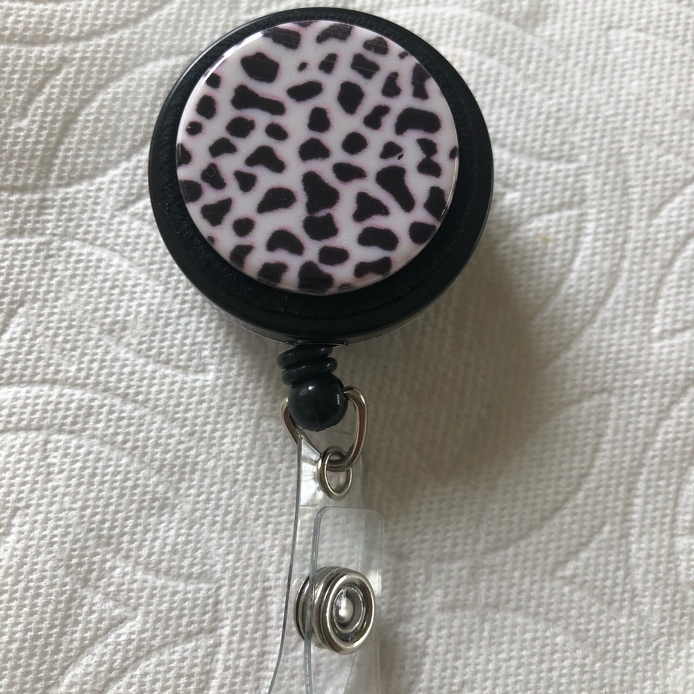 Zebra animal print ID badge reel